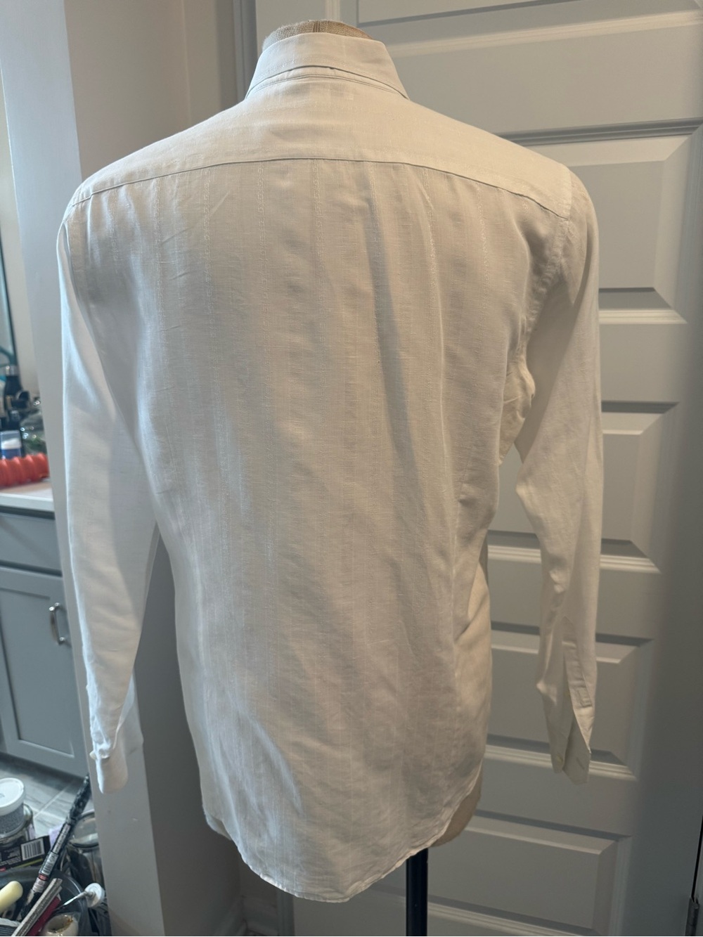 Banana Republic Men’s White Linen/Cotton Long-Sleeve Shirt Size Medium - Picture 2 of 7